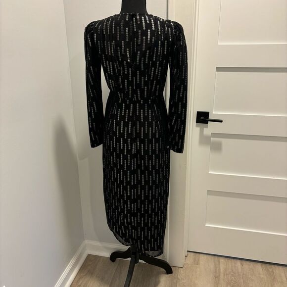 Express Metallic Faux Wrap Ruched Midi Dress XS - Picture 5 of 10